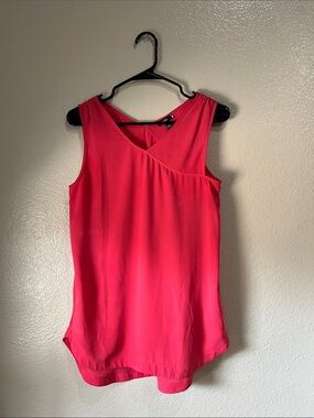Valette Bright Pink Sleeveless Crossover Neck Tank Sz S Lightweight Flowy TC0002